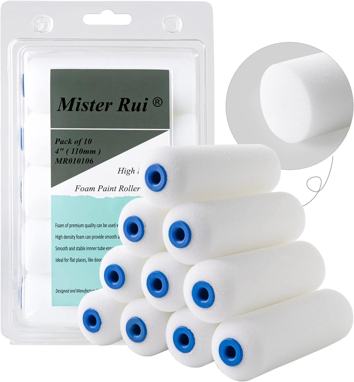 Foam Paint Roller - Small Paint Roller, Mini Paint Roller & Paint Roller Cover 4 inch for Painting Walls, Cabinets, Cupboards, Doors