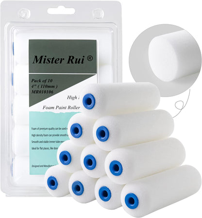 Foam Paint Roller - Small Paint Roller, Mini Paint Roller & Paint Roller Cover 4 inch for Painting Walls, Cabinets, Cupboards, Doors