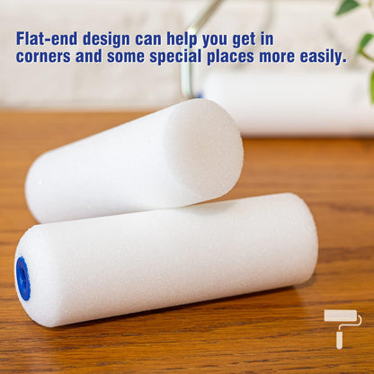 Foam Paint Roller - Small Paint Roller, Mini Paint Roller & Paint Roller Cover 4 inch for Painting Walls, Cabinets, Cupboards, Doors