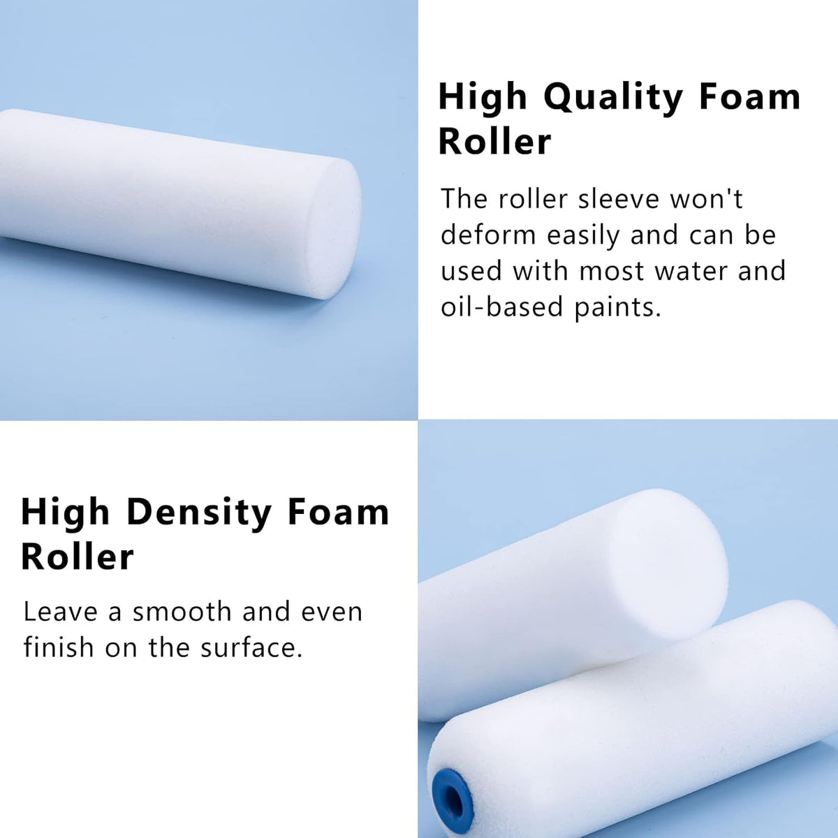 Foam Paint Roller - Small Paint Roller, Mini Paint Roller & Paint Roller Cover 4 inch for Painting Walls, Cabinets, Cupboards, Doors
