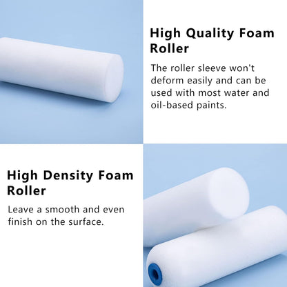 Foam Paint Roller - Small Paint Roller, Mini Paint Roller & Paint Roller Cover 4 inch for Painting Walls, Cabinets, Cupboards, Doors