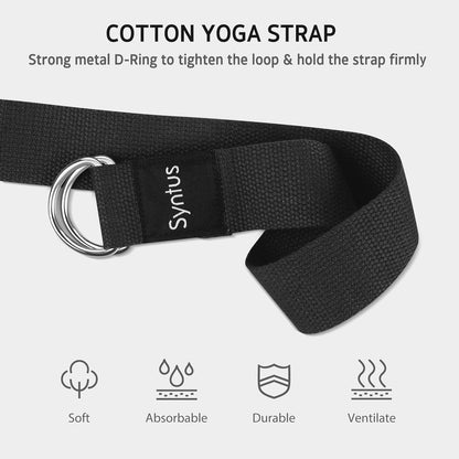 Yoga Block and Yoga Strap Set, Soft Non-Slip Yoga Blocks 9×6×4 inches, 8FT Metal D-Ring Strap for Yoga, General Fitness, Pilates, Stretching and Toning