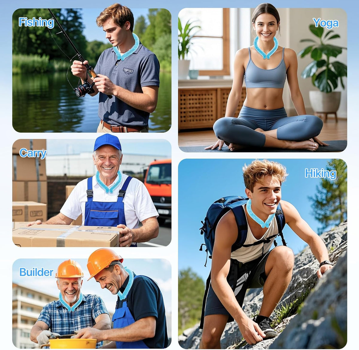 Cooling Neck Wrap for Summer Heat Relief, Wearable Ice Neck Cooling Tube with Quick Freeze Gel, Reusable Hands-Free Cold Band Lasts Up to 5 Hours for Outdoor, Yardwork, Workouts