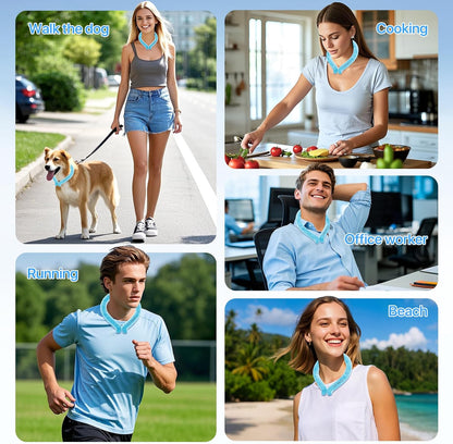 Cooling Neck Wrap for Summer Heat Relief, Wearable Ice Neck Cooling Tube with Quick Freeze Gel, Reusable Hands-Free Cold Band Lasts Up to 5 Hours for Outdoor, Yardwork, Workouts