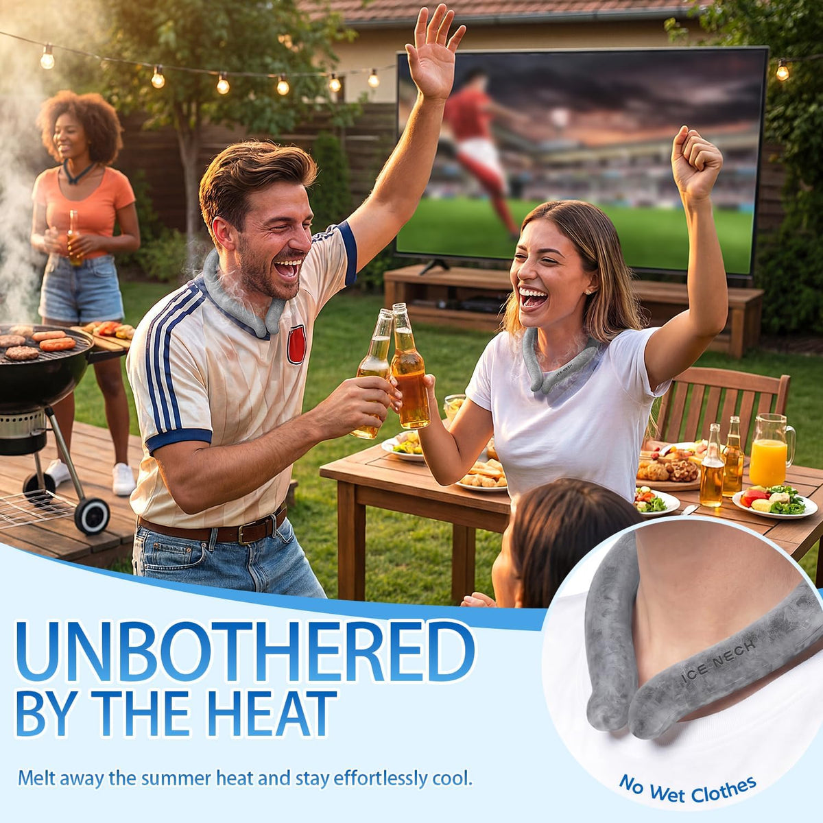Cooling Neck Wrap for Summer Heat Relief, Wearable Ice Neck Cooling Tube with Quick Freeze Gel, Reusable Hands-Free Cold Band Lasts Up to 5 Hours for Outdoor, Yardwork, Workouts
