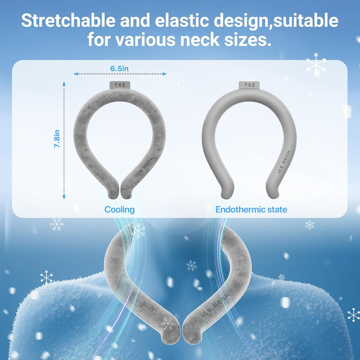 Cooling Neck Wrap for Summer Heat Relief, Wearable Ice Neck Cooling Tube with Quick Freeze Gel, Reusable Hands-Free Cold Band Lasts Up to 5 Hours for Outdoor, Yardwork, Workouts