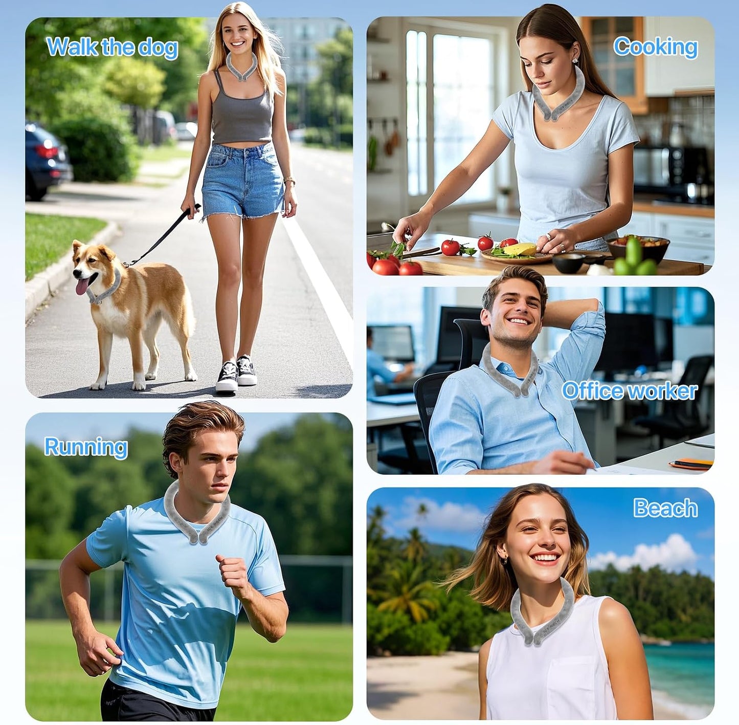 Cooling Neck Wrap for Summer Heat Relief, Wearable Ice Neck Cooling Tube with Quick Freeze Gel, Reusable Hands-Free Cold Band Lasts Up to 5 Hours for Outdoor, Yardwork, Workouts