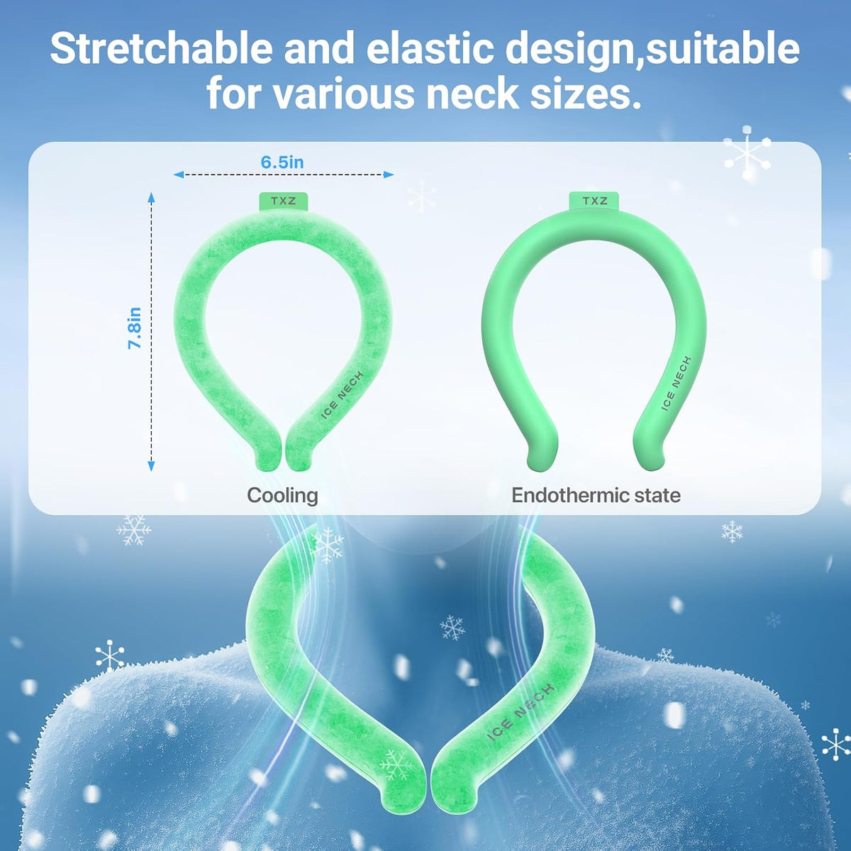 Cooling Neck Wrap for Summer Heat Relief, Wearable Ice Neck Cooling Tube with Quick Freeze Gel, Reusable Hands-Free Cold Band Lasts Up to 5 Hours for Outdoor, Yardwork, Workouts