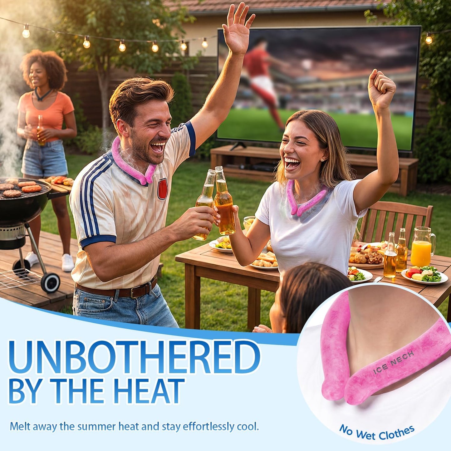 Cooling Neck Wrap for Summer Heat Relief, Wearable Ice Neck Cooling Tube with Quick Freeze Gel, Reusable Hands-Free Cold Band Lasts Up to 5 Hours for Outdoor, Yardwork, Workouts