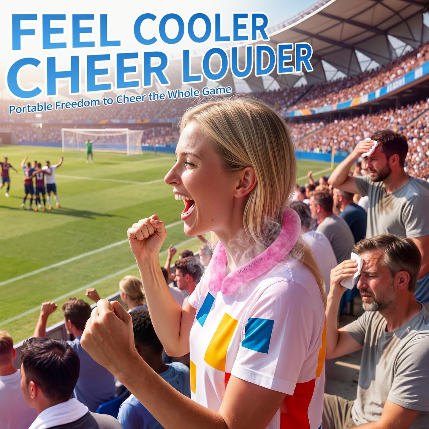 Cooling Neck Wrap for Summer Heat Relief, Wearable Ice Neck Cooling Tube with Quick Freeze Gel, Reusable Hands-Free Cold Band Lasts Up to 5 Hours for Outdoor, Yardwork, Workouts