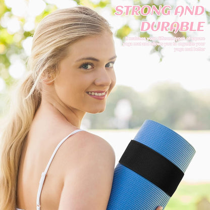 4 Pcs Nylon Yoga Mat Strap Stretchable Holder Straps Heavy Duty Bungee Straps Band Adjustable Carrying Strap for Exercise Workout Pilates Yoga Mat Storage Gym, Black