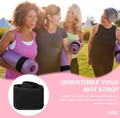4 Pcs Nylon Yoga Mat Strap Stretchable Holder Straps Heavy Duty Bungee Straps Band Adjustable Carrying Strap for Exercise Workout Pilates Yoga Mat Storage Gym, Black