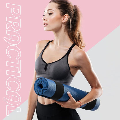 4 Pcs Nylon Yoga Mat Strap Stretchable Holder Straps Heavy Duty Bungee Straps Band Adjustable Carrying Strap for Exercise Workout Pilates Yoga Mat Storage Gym, Black