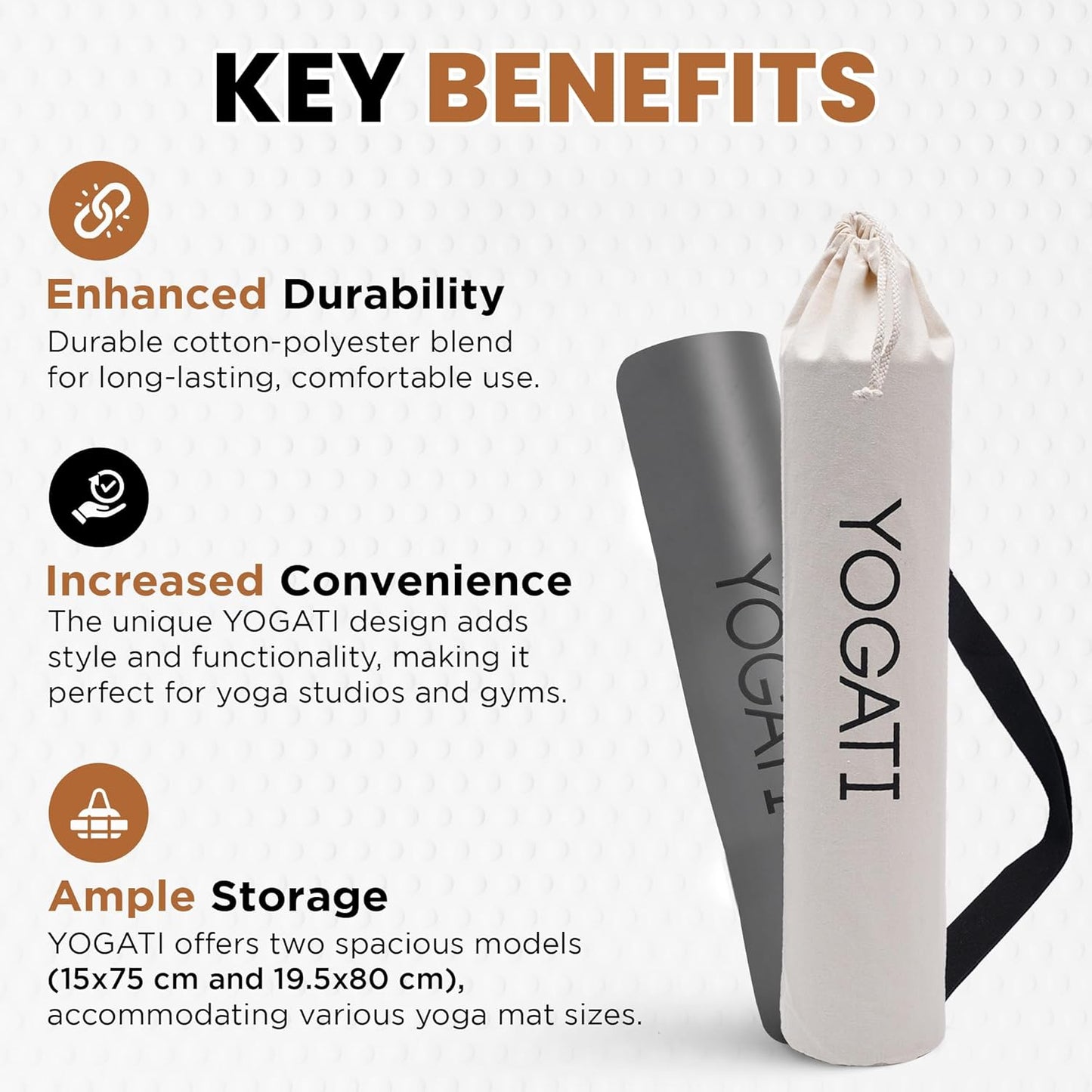 ® Cotton Yoga Mat Bag with Adjustable Strap | Durable Yoga Bag for Mats, Perfect for Pilates and Fitness Enthusiasts | Can Fit Thick and Even Wide Yoga Mats to Protect and Carry Around - Beige