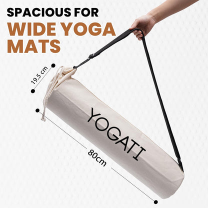 ® Cotton Yoga Mat Bag with Adjustable Strap | Durable Yoga Bag for Mats, Perfect for Pilates and Fitness Enthusiasts | Can Fit Thick and Even Wide Yoga Mats to Protect and Carry Around - Beige