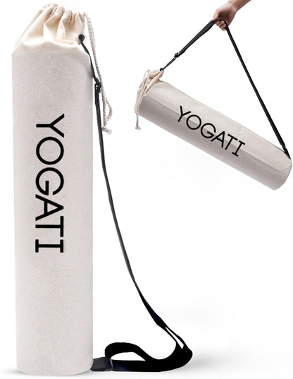 ® Cotton Yoga Mat Bag with Adjustable Strap | Durable Yoga Bag for Mats, Perfect for Pilates and Fitness Enthusiasts | Can Fit Thick and Even Wide Yoga Mats to Protect and Carry Around - Beige