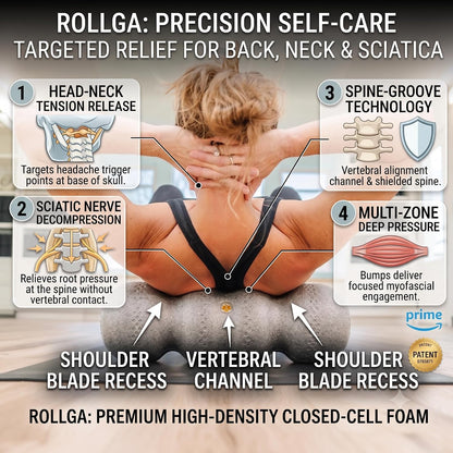 PRO - High Density Foam Roller for Exercise & Back Pain, 18 inches | Patented Grooves Protect Spine & Bone, Bumps Reach Deeper, Design Mimics Hands-On Massage, Increase Flexibility 22%