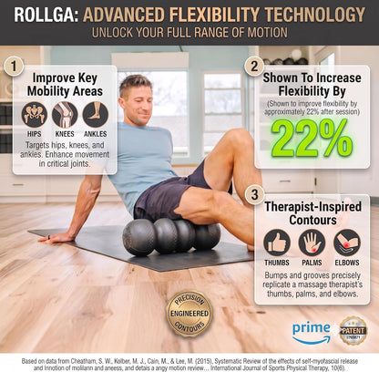 PRO - High Density Foam Roller for Exercise & Back Pain, 18 inches | Patented Grooves Protect Spine & Bone, Bumps Reach Deeper, Design Mimics Hands-On Massage, Increase Flexibility 22%