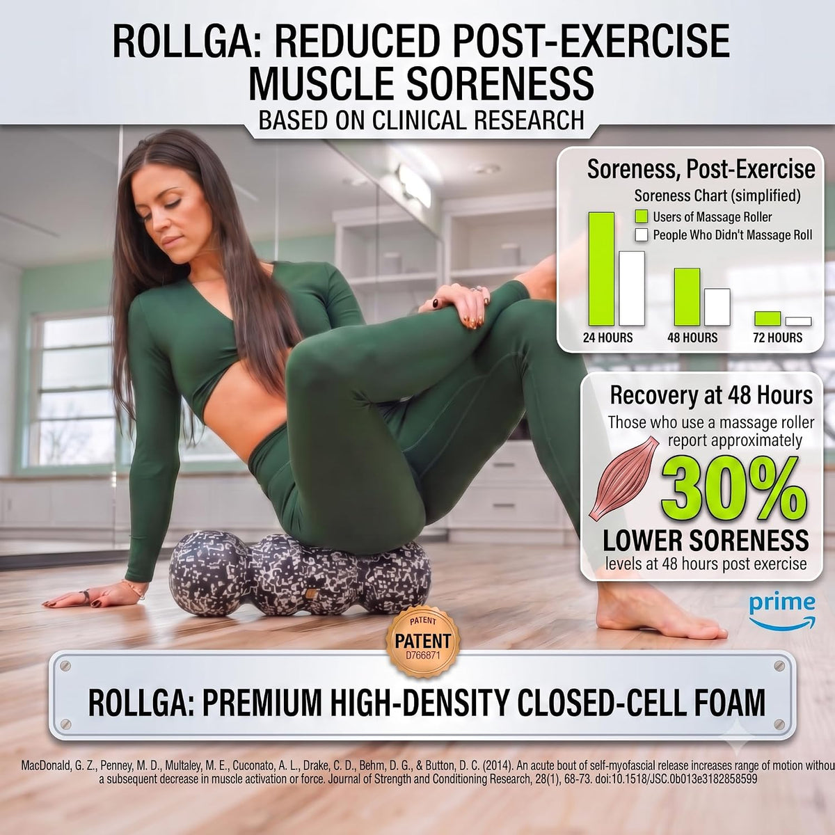 PRO - High Density Foam Roller for Exercise & Back Pain, 18 inches | Patented Grooves Protect Spine & Bone, Bumps Reach Deeper, Design Mimics Hands-On Massage, Increase Flexibility 22%