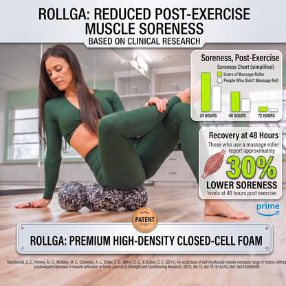 PRO - High Density Foam Roller for Exercise & Back Pain, 18 inches | Patented Grooves Protect Spine & Bone, Bumps Reach Deeper, Design Mimics Hands-On Massage, Increase Flexibility 22%