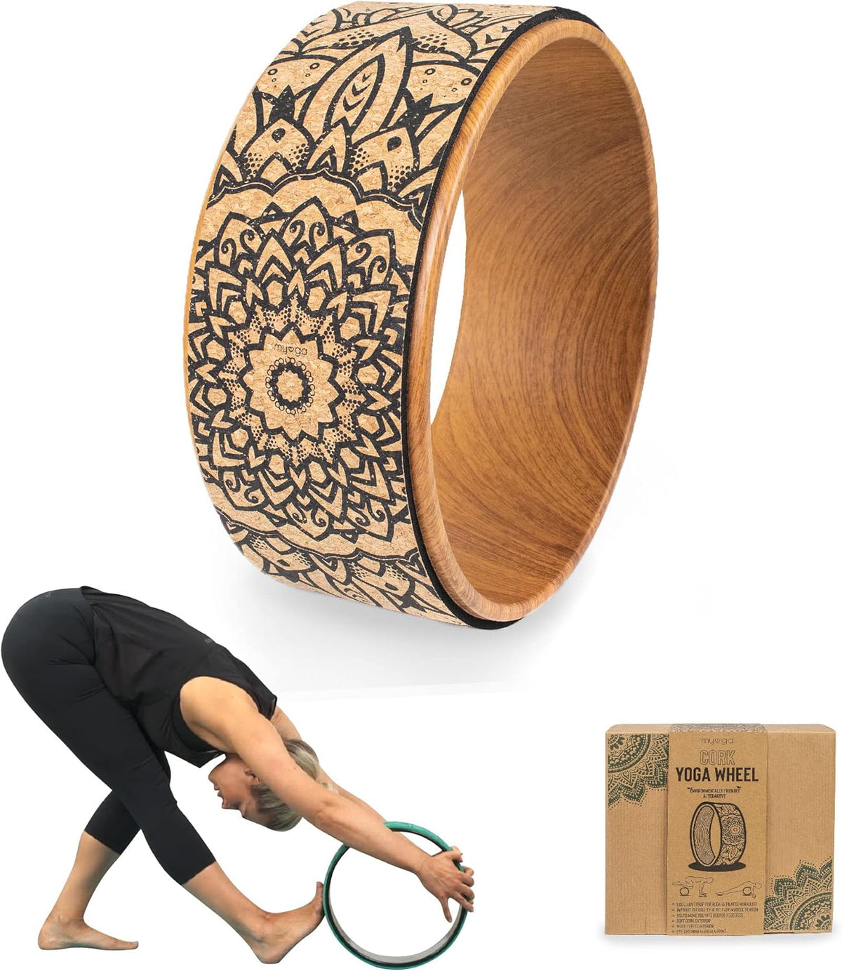 Yoga Wheel,Exercise Prop for Back Pain, Yoga Poses, Pilates, Stretches, Backbend Inversions and Bridge Position,Improves Flexibility, Balance and Core Strength