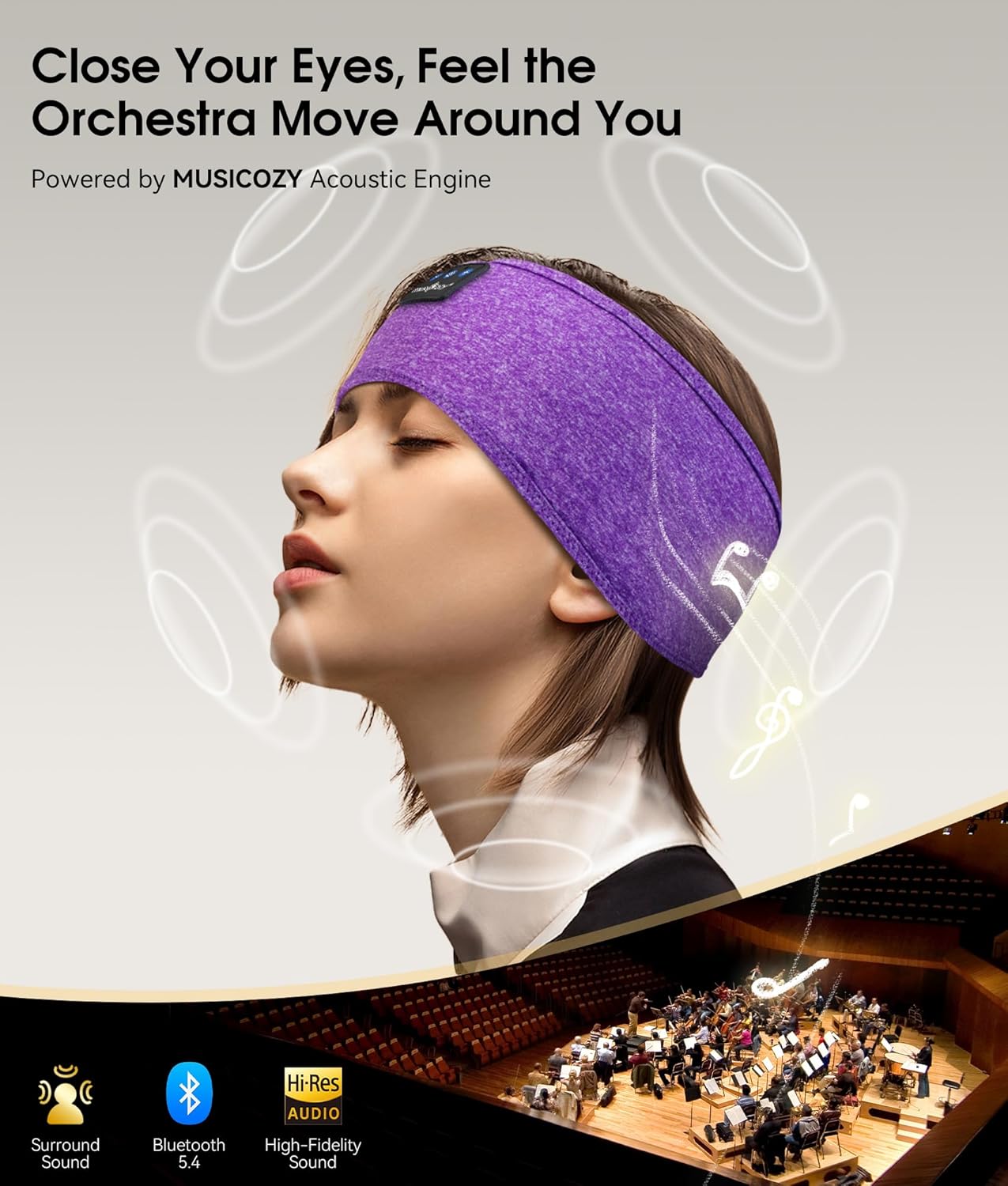 Bluetooth 5.4 Sleep Headphones Headband Sports Wireless Audio