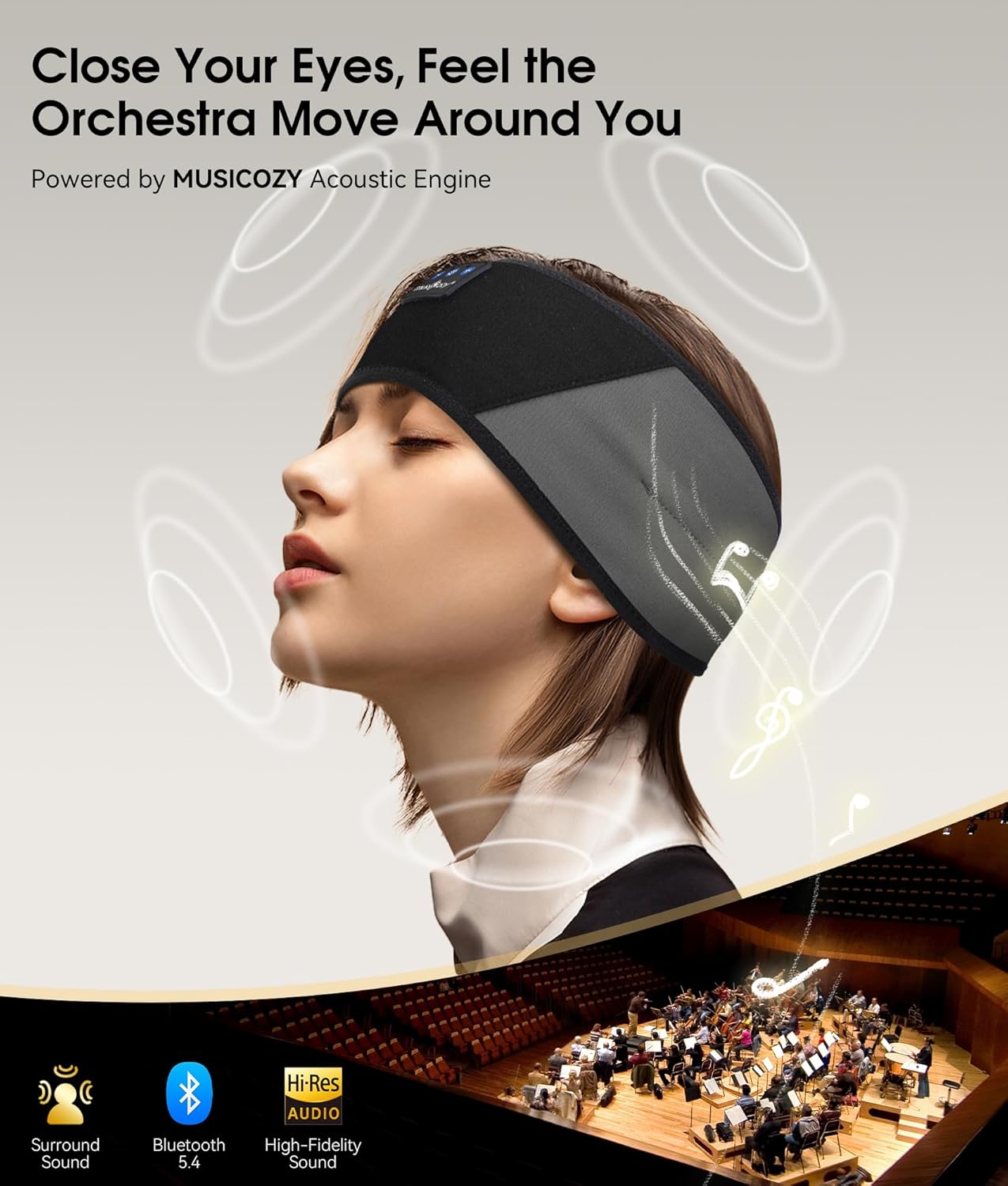 Bluetooth 5.4 Sleep Headphones Headband Sports Wireless Audio