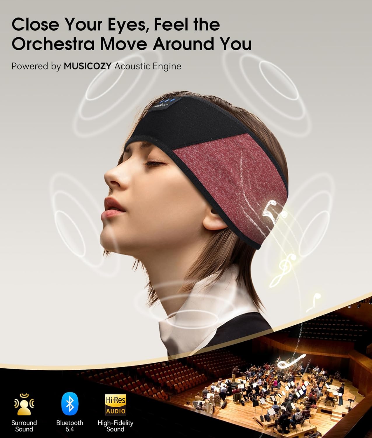 Bluetooth 5.4 Sleep Headphones Headband Sports Wireless Audio