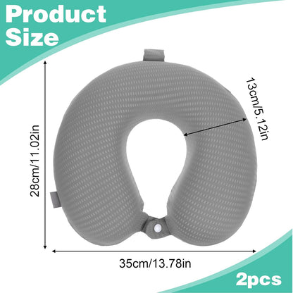 2 Pcs Neck Pillow Covers with Zipper, Cooling U Shaped Travel Pillow Case Cover, Replacement Neck Pillows Case, Soft and Smooh Washable oft Airplane Pillows Covers, Black Grey(No Filler)