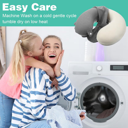 2 Pcs Neck Pillow Covers with Zipper, Cooling U Shaped Travel Pillow Case Cover, Replacement Neck Pillows Case, Soft and Smooh Washable oft Airplane Pillows Covers, Black Grey(No Filler)