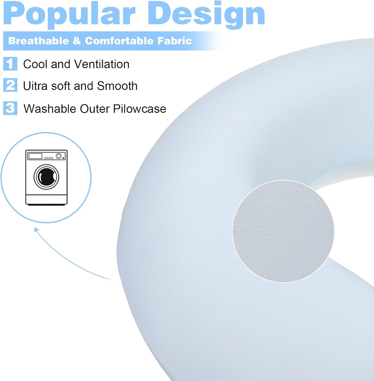 2 Pcs Neck Pillow Covers with Zipper, Cooling U Shaped Travel Pillow Case Cover, Replacement Neck Pillows Case, Soft and Smooh Washable oft Airplane Pillows Covers, Black Grey(No Filler)