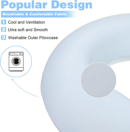 2 Pcs Neck Pillow Covers with Zipper, Cooling U Shaped Travel Pillow Case Cover, Replacement Neck Pillows Case, Soft and Smooh Washable oft Airplane Pillows Covers, Black Grey(No Filler)