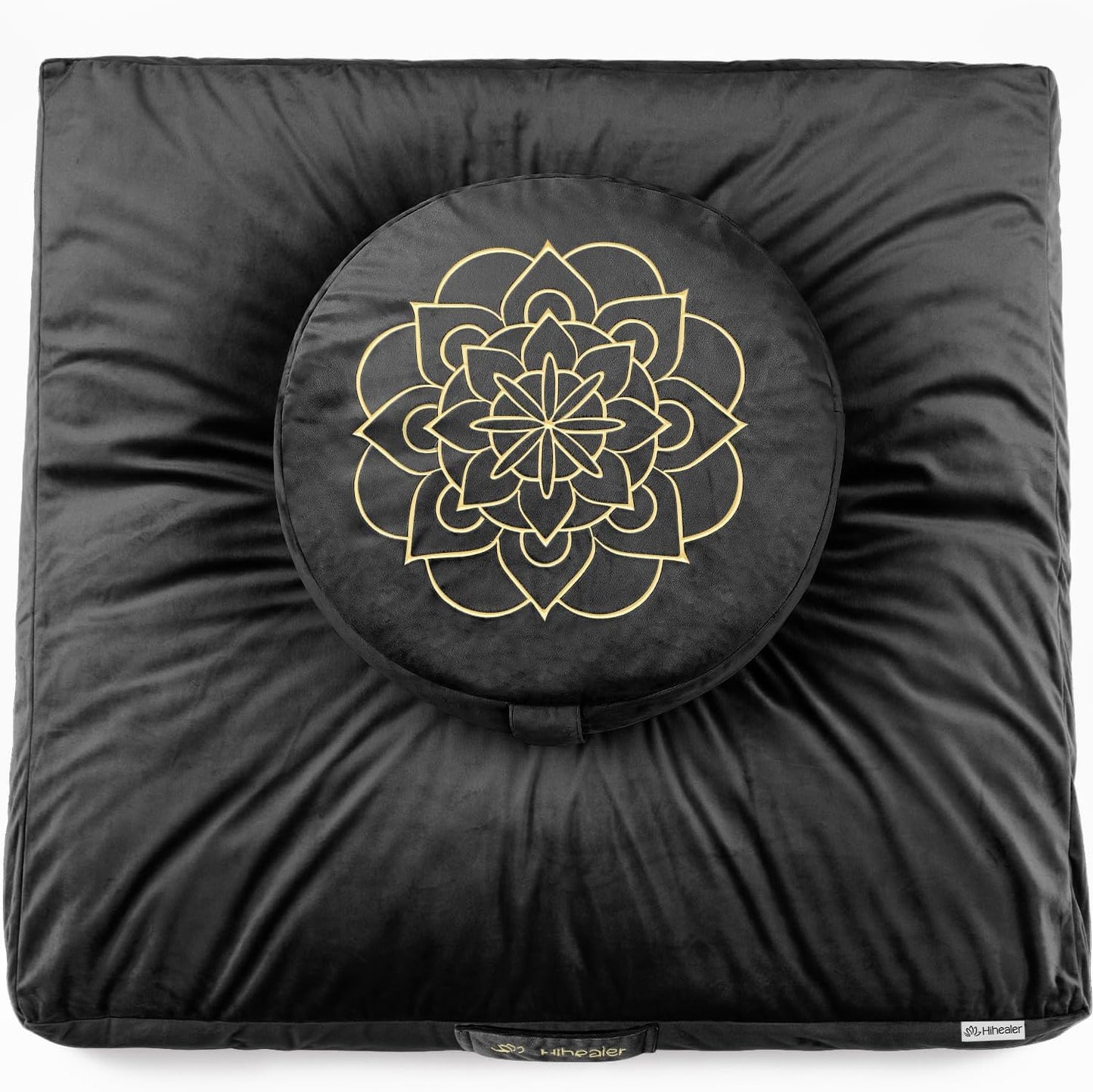 Meditation Cushion, Traditional Tibetan Meditation Pillow Velvet Cover - Large Floor Cushion Seating for Adults - Yoga Buckwheat Bolster for Women、Moms