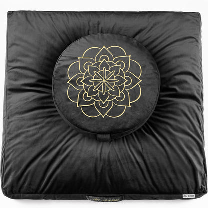 Meditation Cushion, Traditional Tibetan Meditation Pillow Velvet Cover - Large Floor Cushion Seating for Adults - Yoga Buckwheat Bolster for Women、Moms