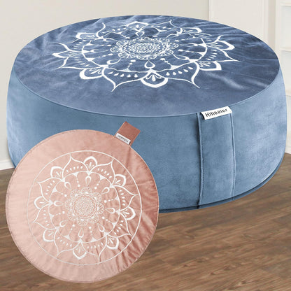 Meditation Cushion, Traditional Tibetan Meditation Pillow Velvet Cover - Large Floor Cushion Seating for Adults - Yoga Buckwheat Bolster for Women、Moms