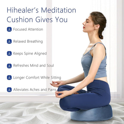 Meditation Cushion, Traditional Tibetan Meditation Pillow Velvet Cover - Large Floor Cushion Seating for Adults - Yoga Buckwheat Bolster for Women、Moms