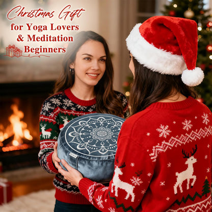 Meditation Cushion, Traditional Tibetan Meditation Pillow Velvet Cover - Large Floor Cushion Seating for Adults - Yoga Buckwheat Bolster for Women、Moms