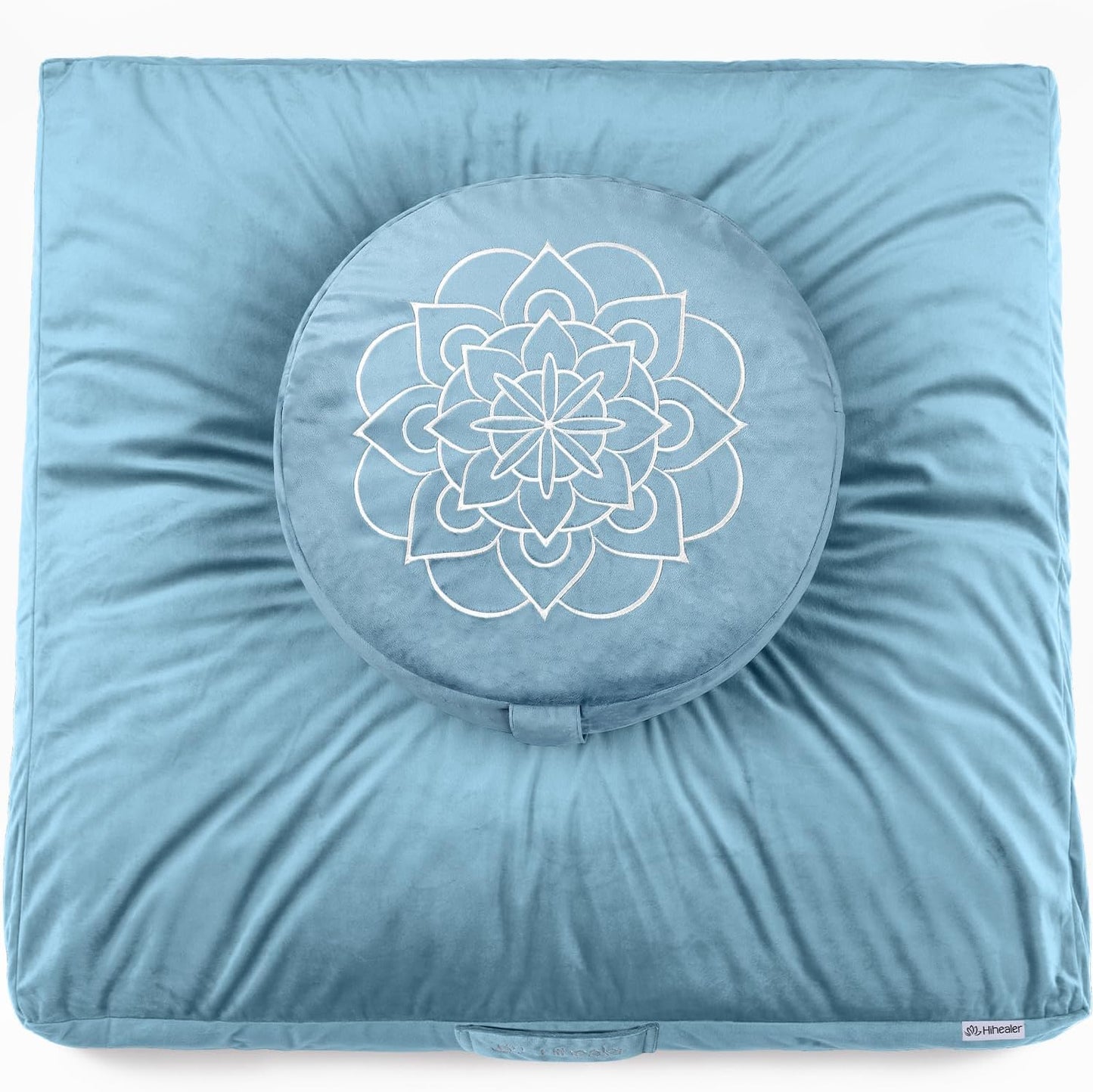 Meditation Cushion, Traditional Tibetan Meditation Pillow Velvet Cover - Large Floor Cushion Seating for Adults - Yoga Buckwheat Bolster for Women、Moms