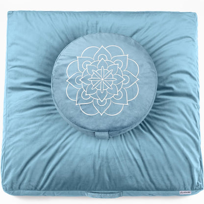 Meditation Cushion, Traditional Tibetan Meditation Pillow Velvet Cover - Large Floor Cushion Seating for Adults - Yoga Buckwheat Bolster for Women、Moms
