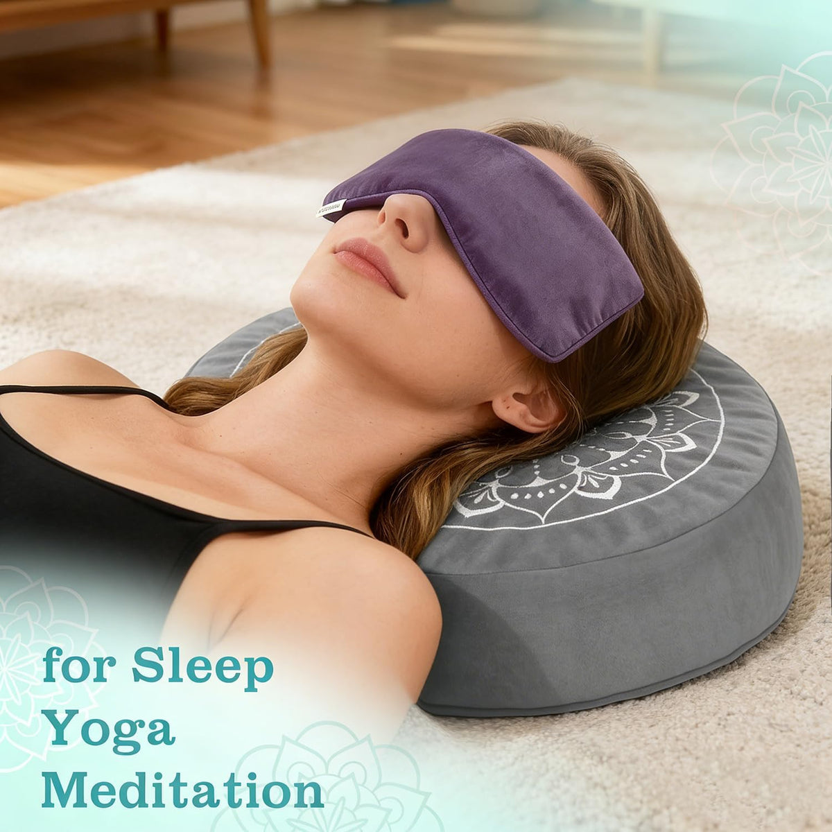 Meditation Cushion, Traditional Tibetan Meditation Pillow Velvet Cover - Large Floor Cushion Seating for Adults - Yoga Buckwheat Bolster for Women、Moms