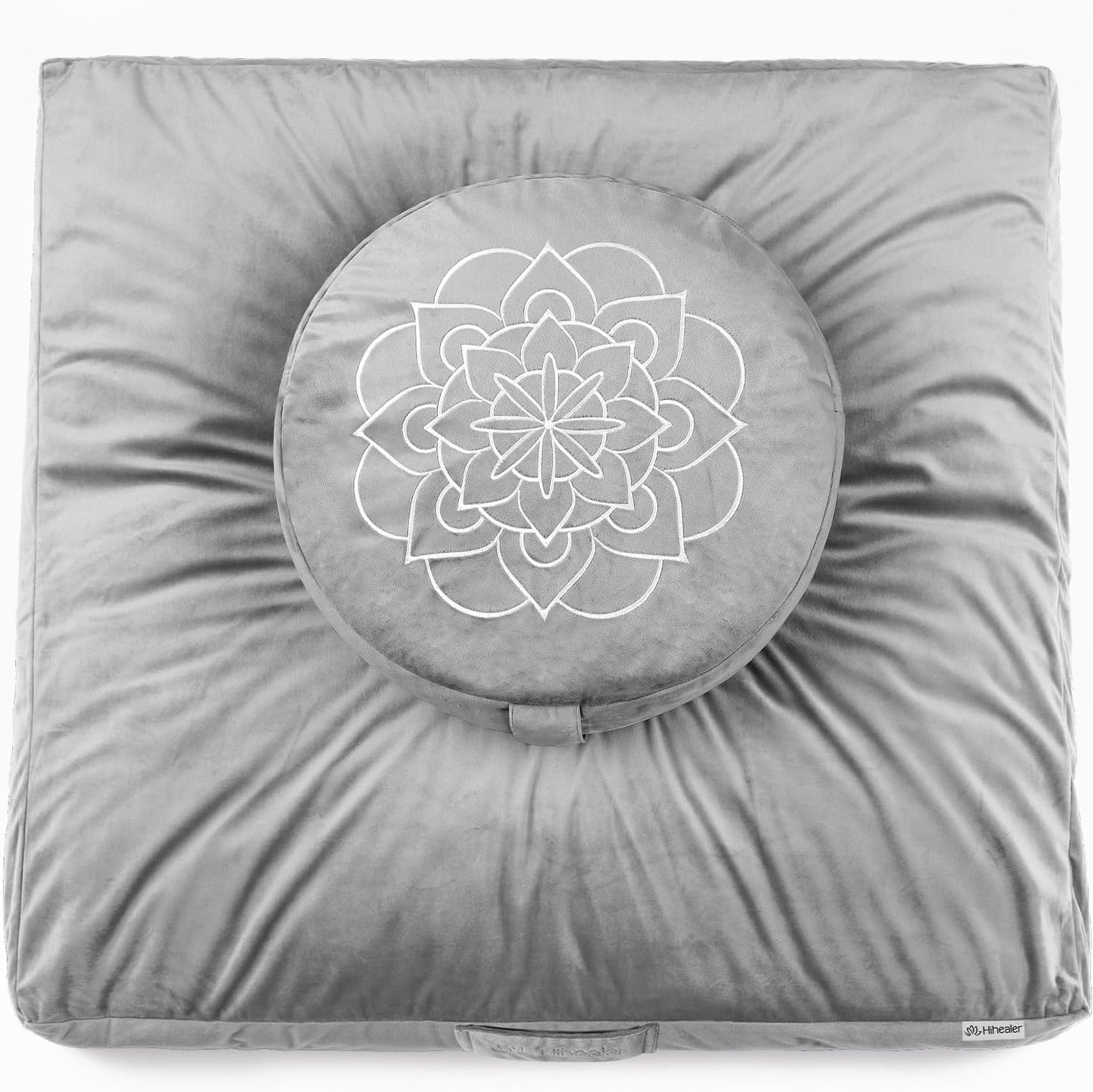Meditation Cushion, Traditional Tibetan Meditation Pillow Velvet Cover - Large Floor Cushion Seating for Adults - Yoga Buckwheat Bolster for Women、Moms