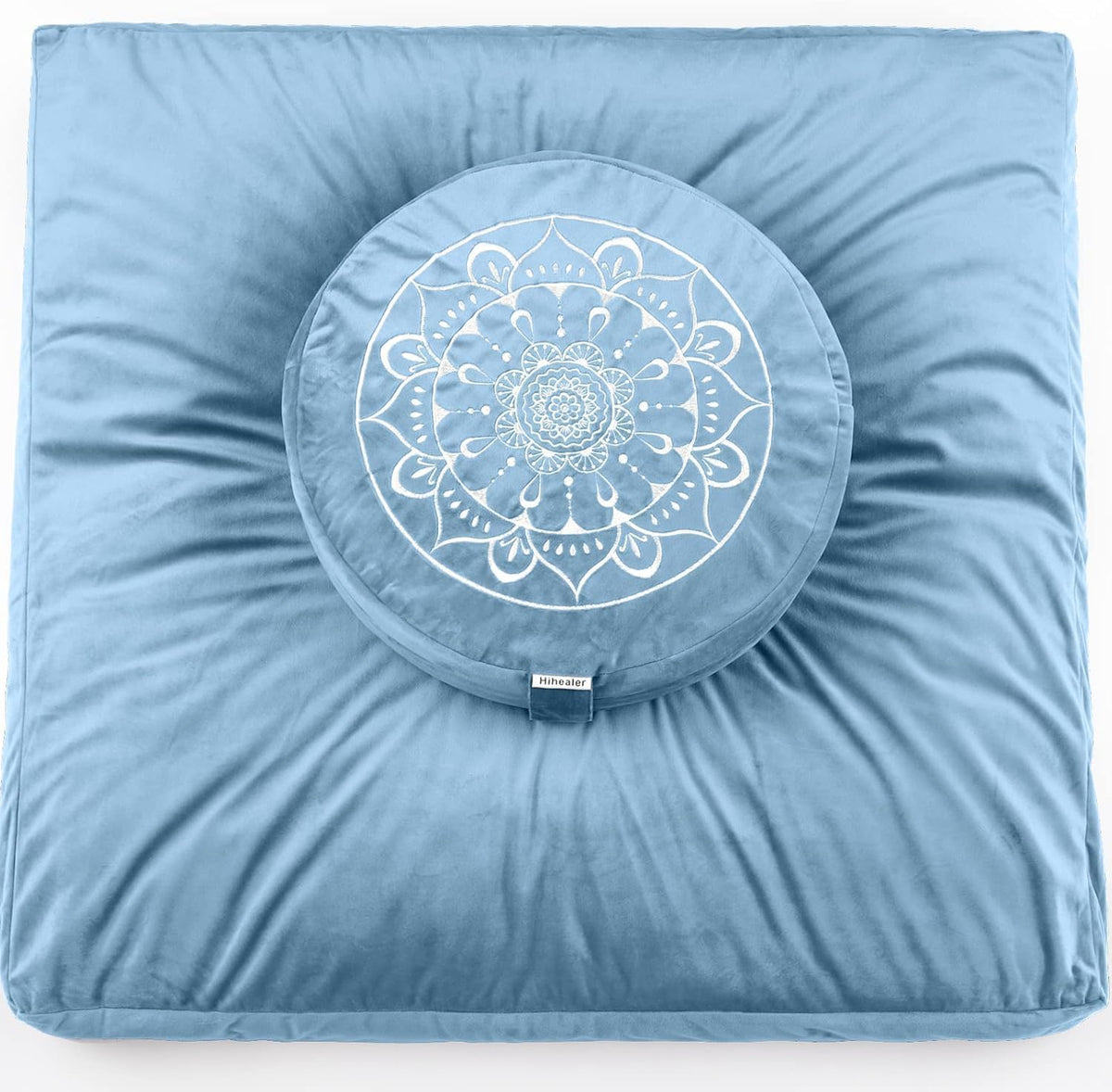 Meditation Cushion, Traditional Tibetan Meditation Pillow Velvet Cover - Large Floor Cushion Seating for Adults - Yoga Buckwheat Bolster for Women、Moms