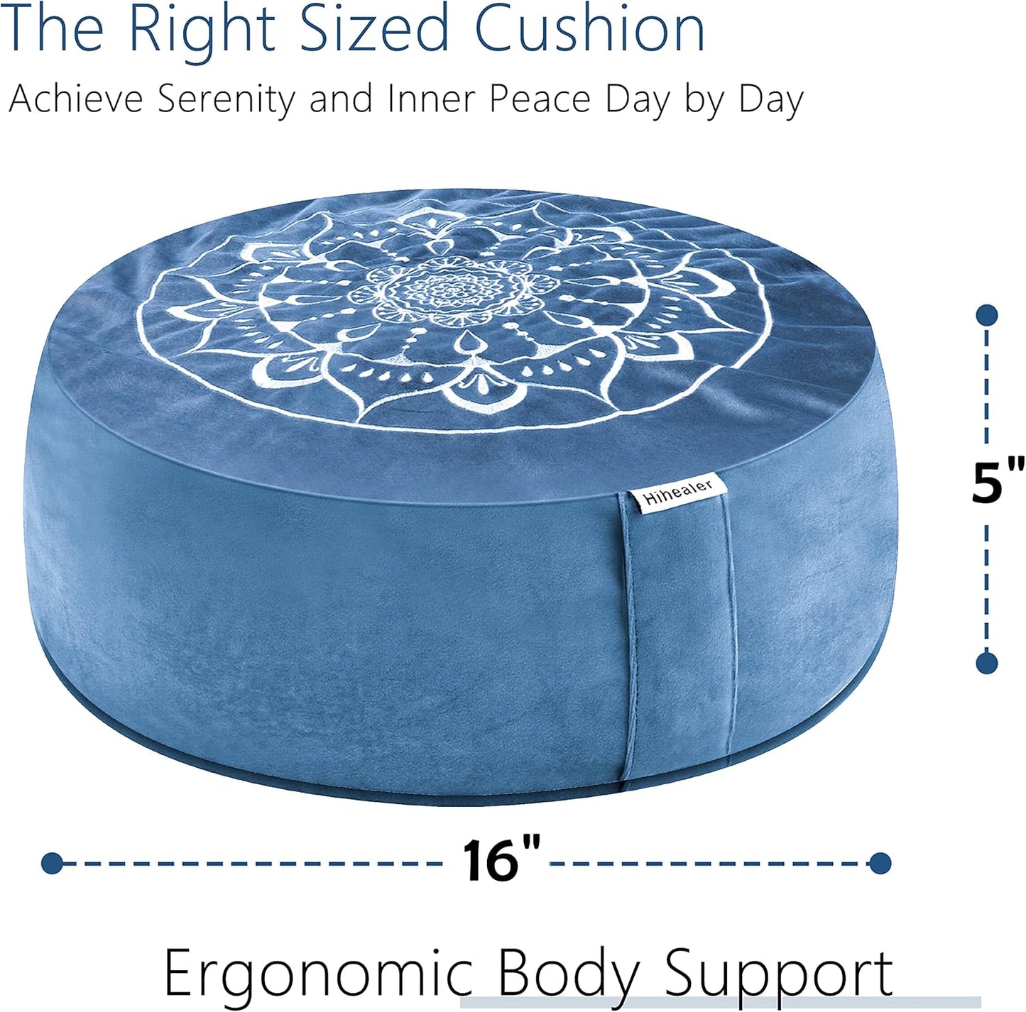 Meditation Cushion, Traditional Tibetan Meditation Pillow Velvet Cover - Large Floor Cushion Seating for Adults - Yoga Buckwheat Bolster for Women、Moms