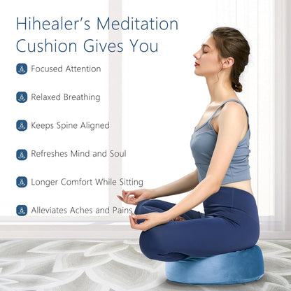 Meditation Cushion, Traditional Tibetan Meditation Pillow Velvet Cover - Large Floor Cushion Seating for Adults - Yoga Buckwheat Bolster for Women、Moms