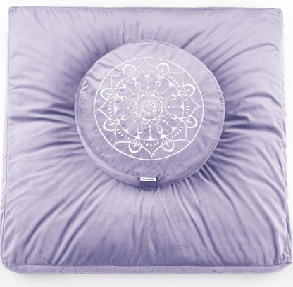 Meditation Cushion, Traditional Tibetan Meditation Pillow Velvet Cover - Large Floor Cushion Seating for Adults - Yoga Buckwheat Bolster for Women、Moms