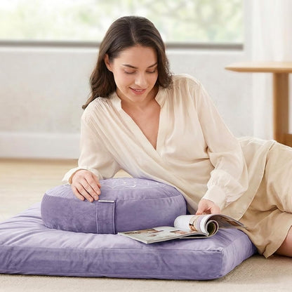 Meditation Cushion, Traditional Tibetan Meditation Pillow Velvet Cover - Large Floor Cushion Seating for Adults - Yoga Buckwheat Bolster for Women、Moms