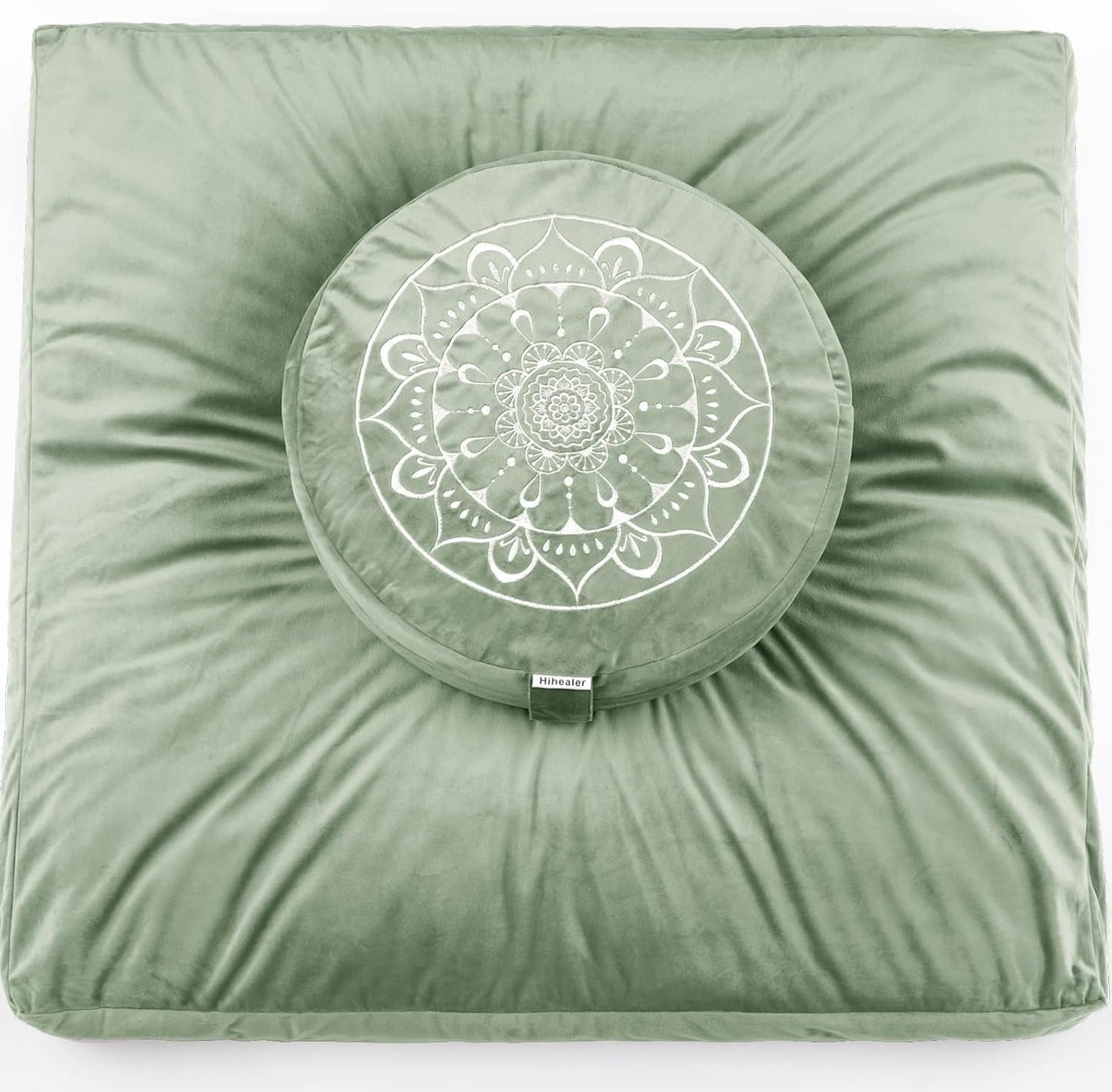 Meditation Cushion, Traditional Tibetan Meditation Pillow Velvet Cover - Large Floor Cushion Seating for Adults - Yoga Buckwheat Bolster for Women、Moms