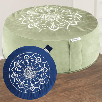 Meditation Cushion, Traditional Tibetan Meditation Pillow Velvet Cover - Large Floor Cushion Seating for Adults - Yoga Buckwheat Bolster for Women、Moms