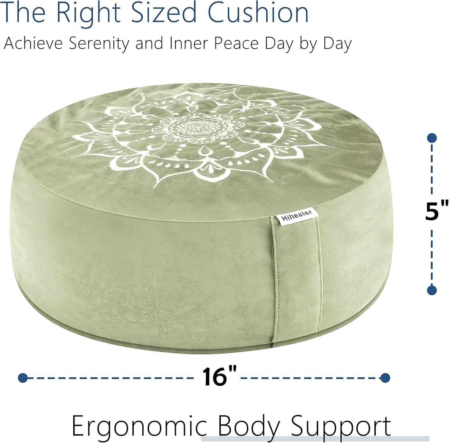 Meditation Cushion, Traditional Tibetan Meditation Pillow Velvet Cover - Large Floor Cushion Seating for Adults - Yoga Buckwheat Bolster for Women、Moms