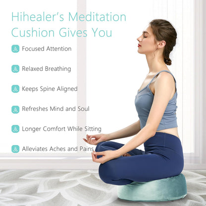 Meditation Cushion, Traditional Tibetan Meditation Pillow Velvet Cover - Large Floor Cushion Seating for Adults - Yoga Buckwheat Bolster for Women、Moms